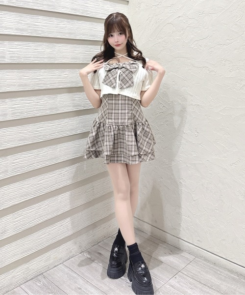 半袖リボンアンサンブルワンピース｜ワンウェイの通販｜&mall（アンド