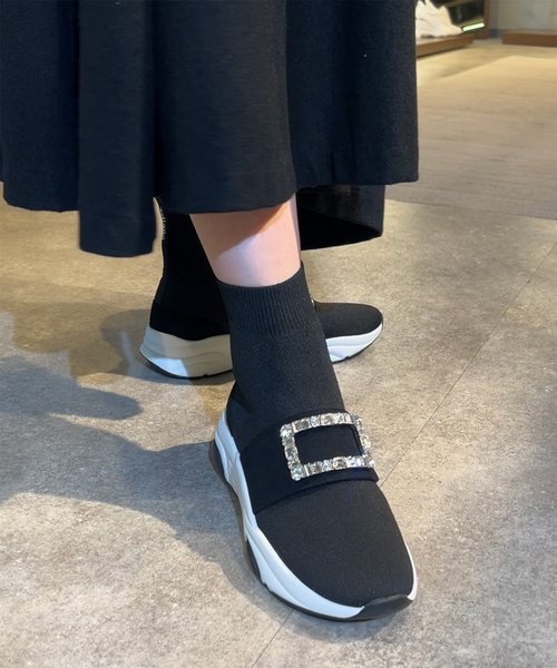 ⭐︎ 超美品 箱あり ⭐︎ ＋dianaクリスタルバックル ニットソックススニーカー diana｜【ミドル丈】クリスタルバックル ニットソックス