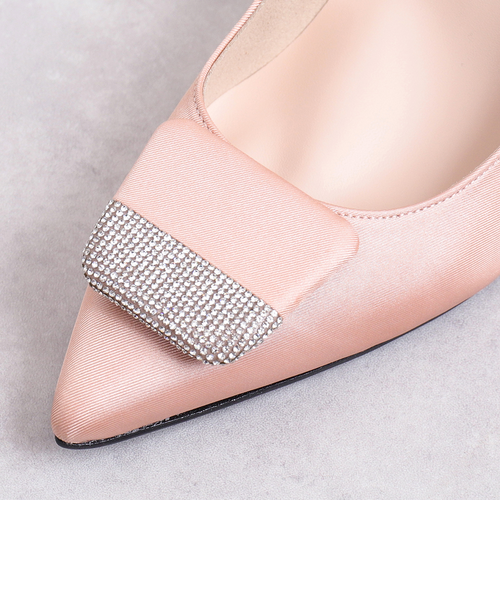 【美品】ダイアナ♡ラインストーン リボン パンプス ポインテッドトゥ シルバー ラインストーンバックル ポインテッドトゥパンプス｜アルテミス
