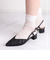 Vカットローヒールバックストラップパンプス