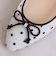 リボンモチーフ　ドットチュールパンプス