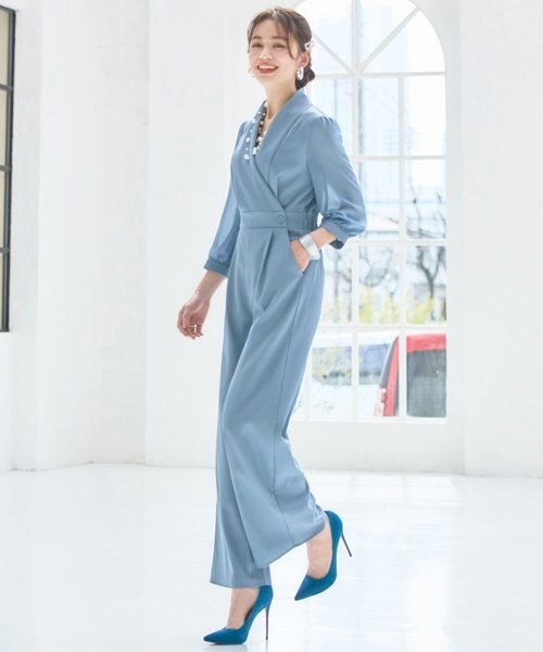 ジャンプスーツ パンツドレス シフォン S M L パーティー 結婚式