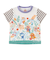 袖ボーダー切替リーフ柄Tシャツ