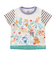 袖ボーダー切替リーフ柄Tシャツ
