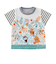 袖ボーダー切替リーフ柄Tシャツ