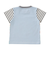 袖ボーダー切替リーフ柄Tシャツ