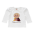 パフスリーブアップリケ9分丈Tシャツ