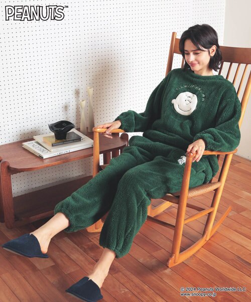 PEANUTS TMストレッチボアセットアップ ルームウェア パジャマ 部屋着