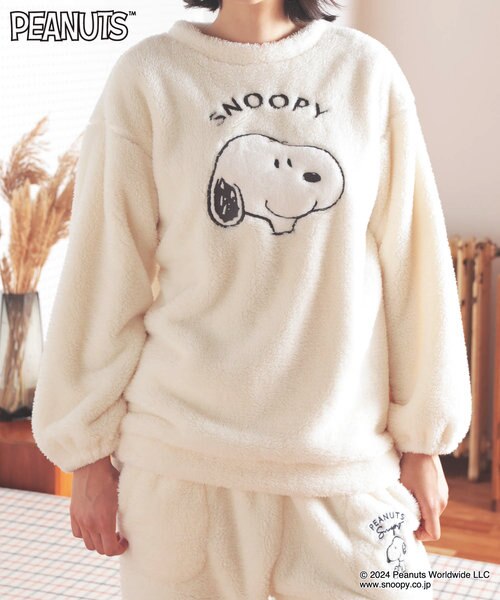 PEANUTS TMストレッチボアセットアップ ルームウェア パジャマ 部屋着