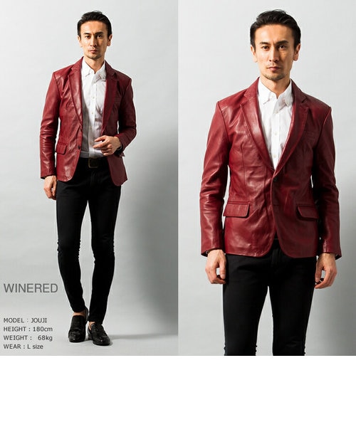 本革 スリムフィットレザーテーラードジャケット メンズ TLD01A