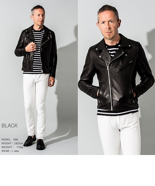 FILLMORE 本革 ディアスキンダブルライダースジャケット メンズ