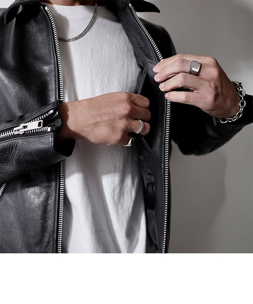 vibecaコラボ】VALLET 本革 シングルライダースジャケット メンズ