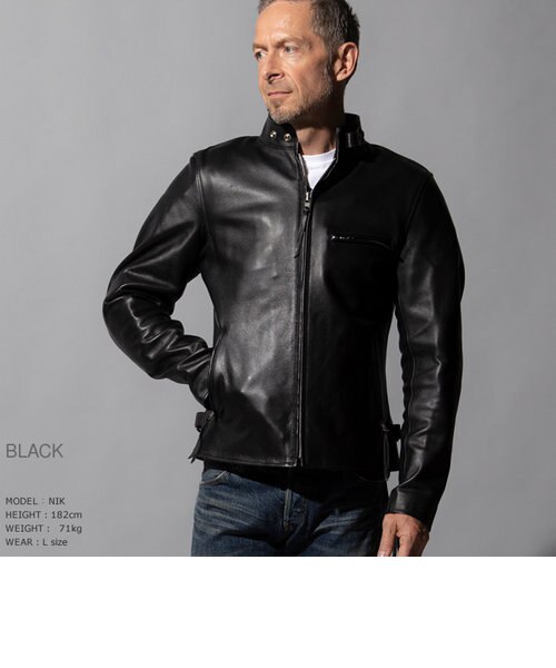 本革 プロテクター付シングルライダースジャケット メンズ SRS21A