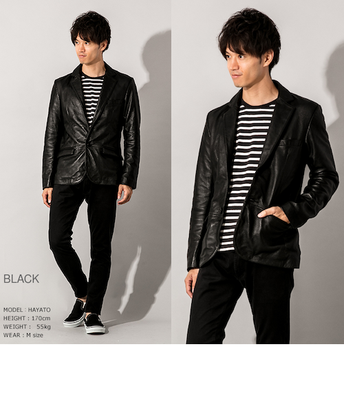 LIUGOO ZERO WASTE 本革 1ボタン テーラードジャケット メンズ TLD08A