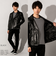 LIUGOO ZERO WASTE 本革 ダブルライダースジャケット メンズ DRY14A