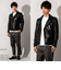 LIUGOO ZERO WASTE 本革 ダブルライダースジャケット メンズ DRY14A
