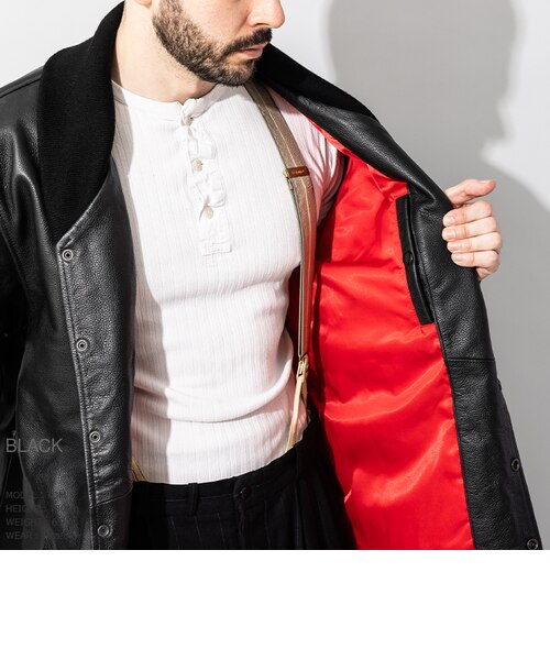 JOKER ファー 本革 ロング レザー コート ウエスト リボン ダーク 