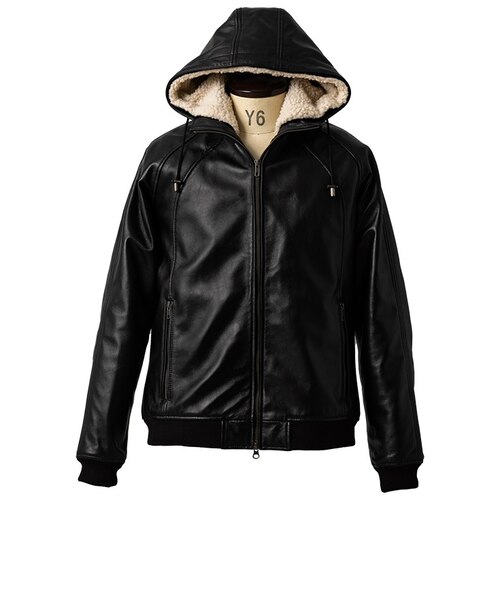 レザーパーカー　archive ボアデザイン　ジップアップパーカー　ダークコア Liugoo Leathers 本革 着脱ボアライナー付防寒レザーパーカー メンズ