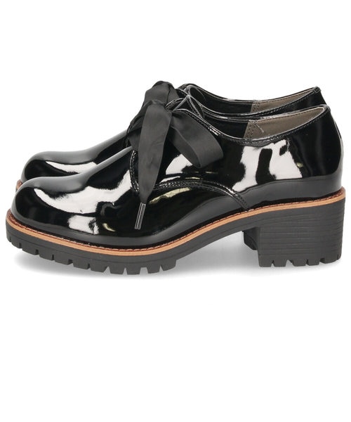 レディース リボン マニッシュ シューズ 靴 厚底 ヒール レース