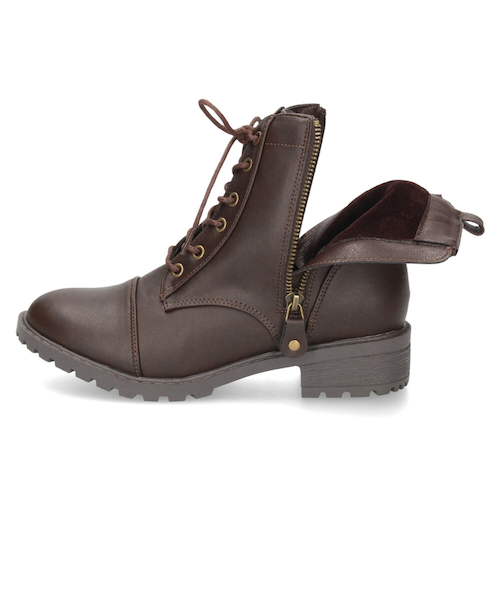 ブーツ レディース 生活防水 撥水 レースアップブーツ ブラック