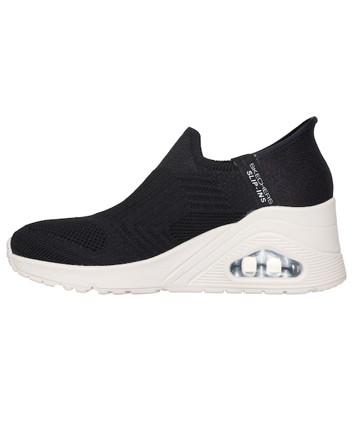 スケッチャーズ スリップインズ：ウノ ウェッジ - キッキング ニット ブラック スケッチャーズ SKECHERS SLIP-INS:UNO WEDGE - KICKING KNIT