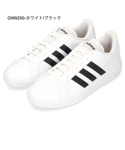 アディダス スニーカー メンズ 黒 白 adidas グランドコート