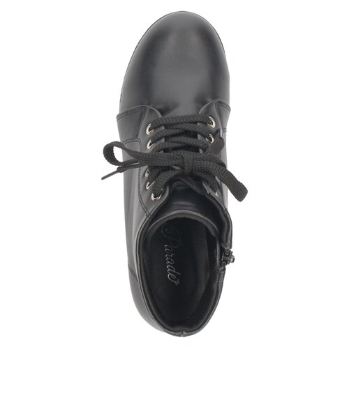 レディース ブーツ 黒 レースアップ 厚底 ファスナー付き ショート