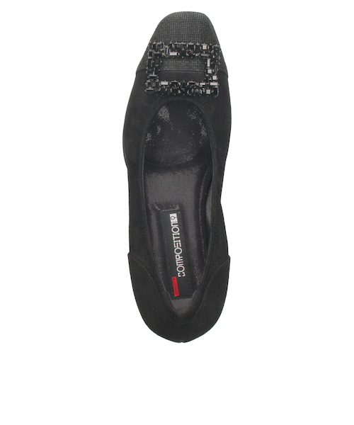 パンプス 黒 レディース おしゃれ ブラック エタン 通勤 靴 スクエアトゥ ウェッジソール コンポジションナイン ビジュー バックル コンフォートパンプス 3092 COMPOSITION9 パンプス 黒 レディース 靴 スクエアトゥ ウェッジソール コン