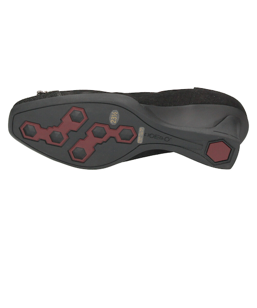 パンプス 黒 レディース 靴 スクエアトゥ ウェッジソール コン