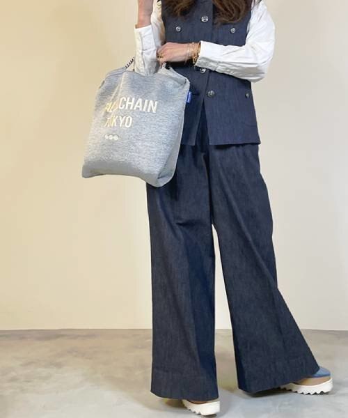 【しぃ♡ページ】エコトートバッグ❤フラットポーチ❤ Ball＆Chain/ボールアンドチェーン】BIG.D(L) 刺繍エコバッグ