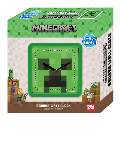 マイクラスクエアウォールロック　クリーパー マインクラフト スクエアウォールクロック｜エヴリシングマイン