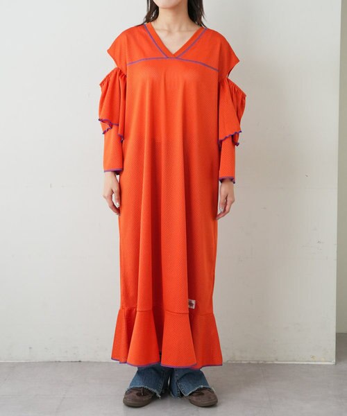 HELLO.SANFRANCISCO】メッシュフリルフットボールワンピ｜チャオ