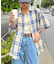 【ユニセックス】バスケット編みメッシュチェックシャツ