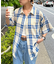 【ユニセックス】バスケット編みメッシュチェックシャツ