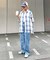 【ユニセックス】バスケット編みメッシュチェックシャツ