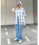 【ユニセックス】バスケット編みメッシュチェックシャツ