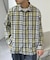 【ユニセックス】バスケット編みメッシュチェックシャツ
