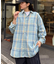 【ユニセックス】バスケット編みメッシュチェックシャツ
