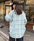 【ユニセックス】バスケット編みメッシュチェックシャツ
