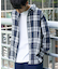 【ユニセックス】バスケット編みメッシュチェックシャツ
