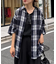 【ユニセックス】バスケット編みメッシュチェックシャツ