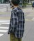 【ユニセックス】バスケット編みメッシュチェックシャツ