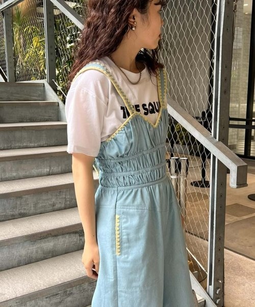 ハローサンフランシスコ　ハマグリステッチデニムビスチェサロペット　オーバーオール HELLO.SANFRANCISCO】ハマグリステッチデニムビスチェサロペット