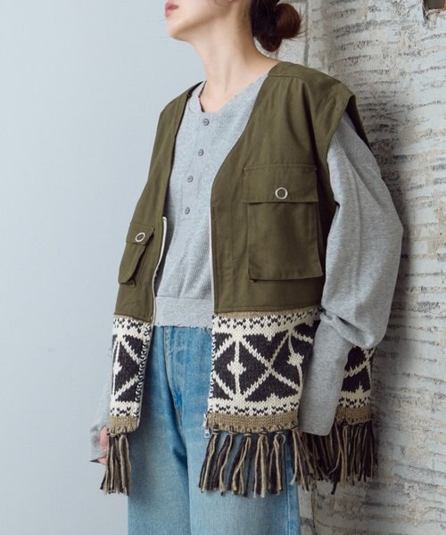 【etsinta/エシンタ】リメイクカウチンクロップドベスト etsinta（エシンタ）の「【etsinta/エシンタ】リメイクカウチン