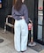 【UNISEX】タックデザインワイドデニム