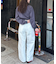 【UNISEX】タックデザインワイドデニム