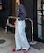 【UNISEX】タックデザインワイドデニム