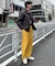 コットンリネンストレッチベイカーテーパードパンツ