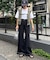 【脚＋３?見え】【HELLO.SANFRANCISCO】ワッフルフレアパンツ