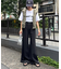 【脚＋３?見え】【HELLO.SANFRANCISCO】ワッフルフレアパンツ
